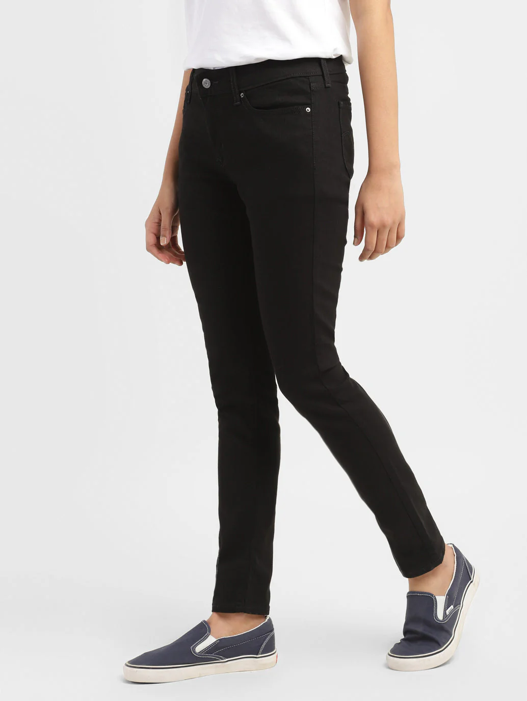 Women's 711 Black Skinny Fit Mid Rise Jeans - Image 3