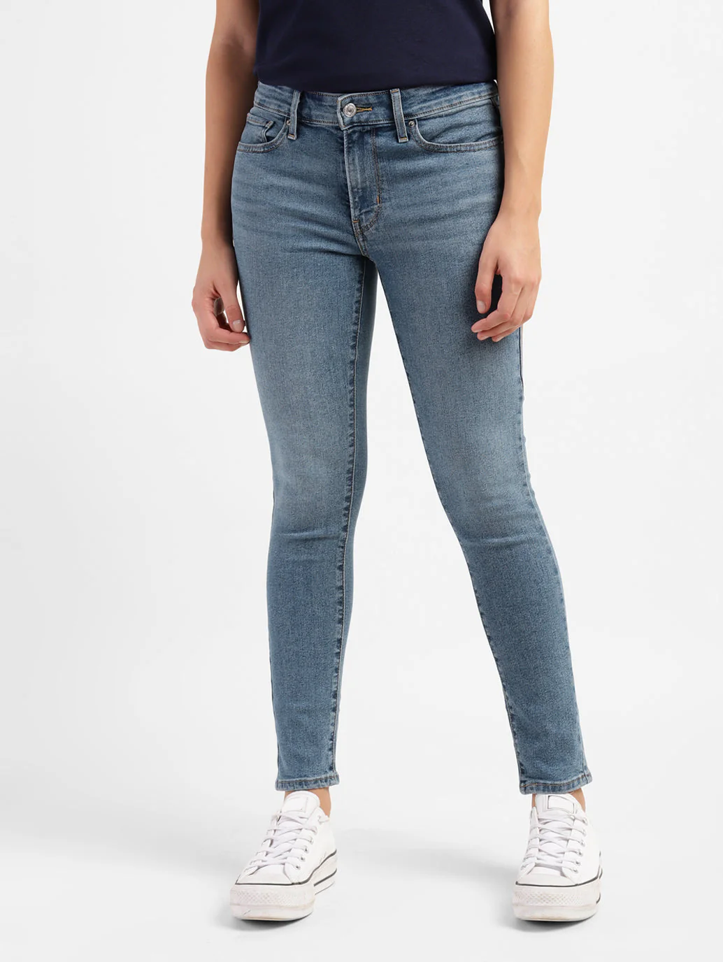 Women's 711 Blue Skinny Fit Mid Rise Jeans - Image 2
