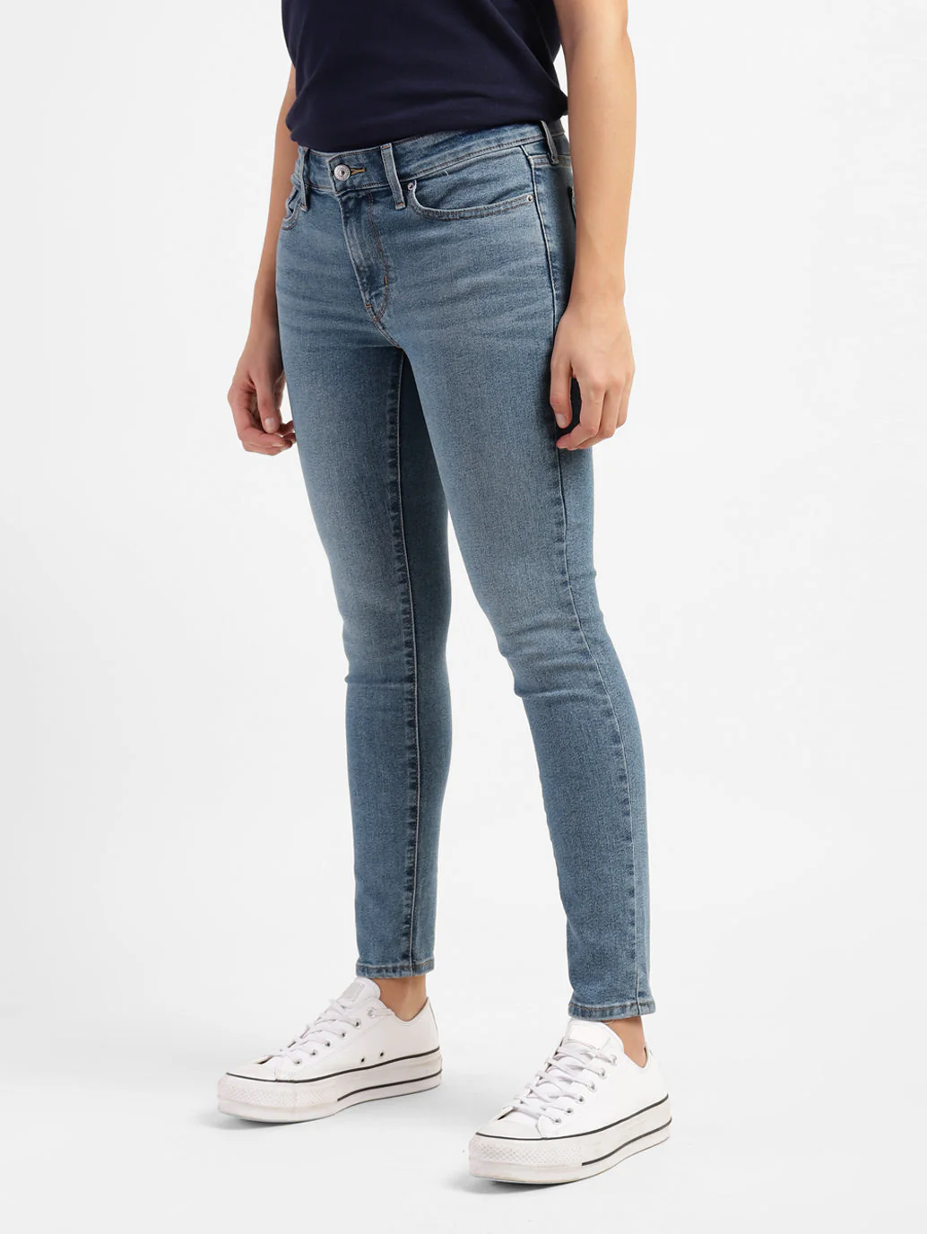 Women's 711 Blue Skinny Fit Mid Rise Jeans - Image 4
