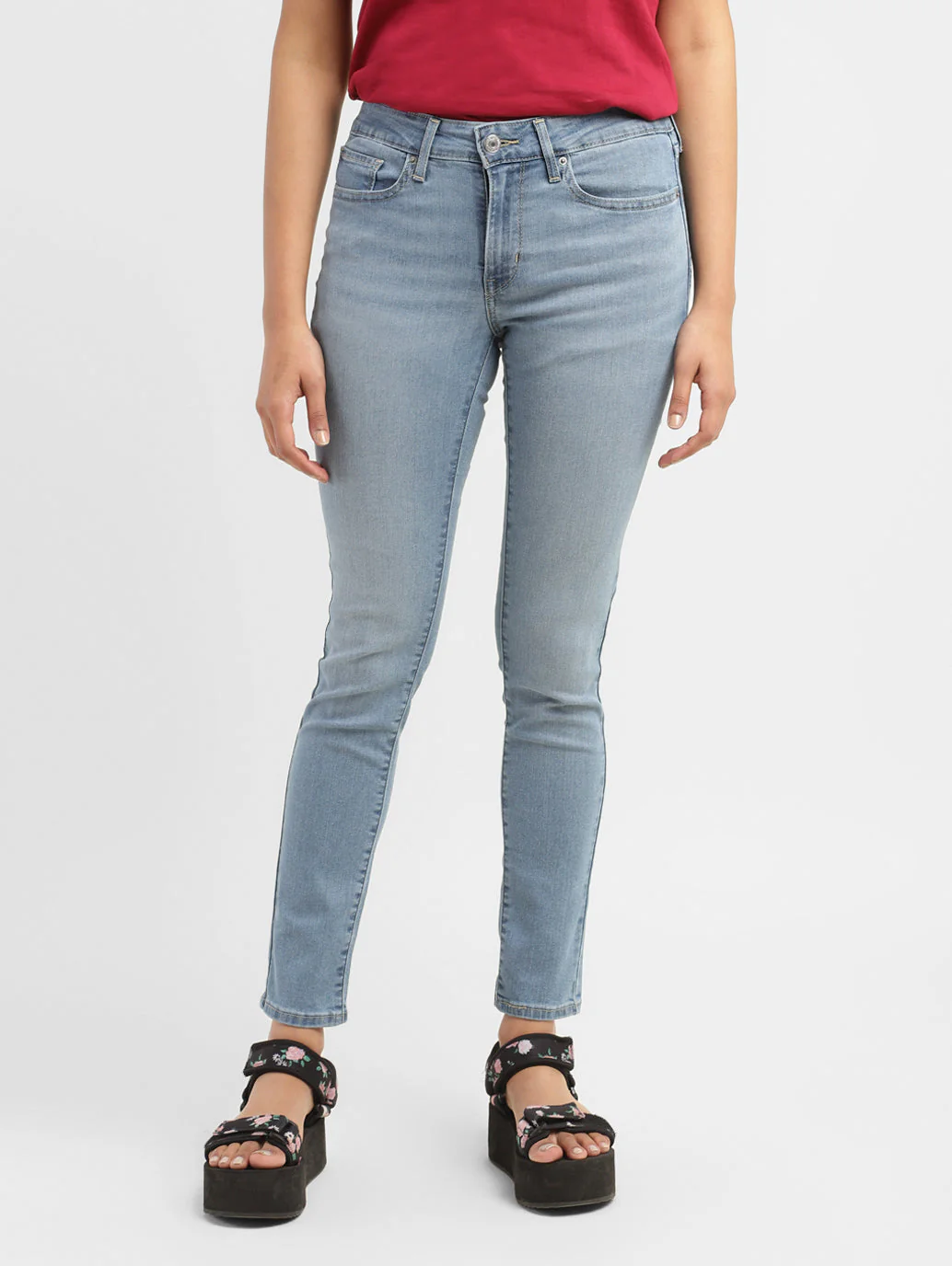 Women's 711 Blue Skinny Fit Mid Rise Jeans - Image 2