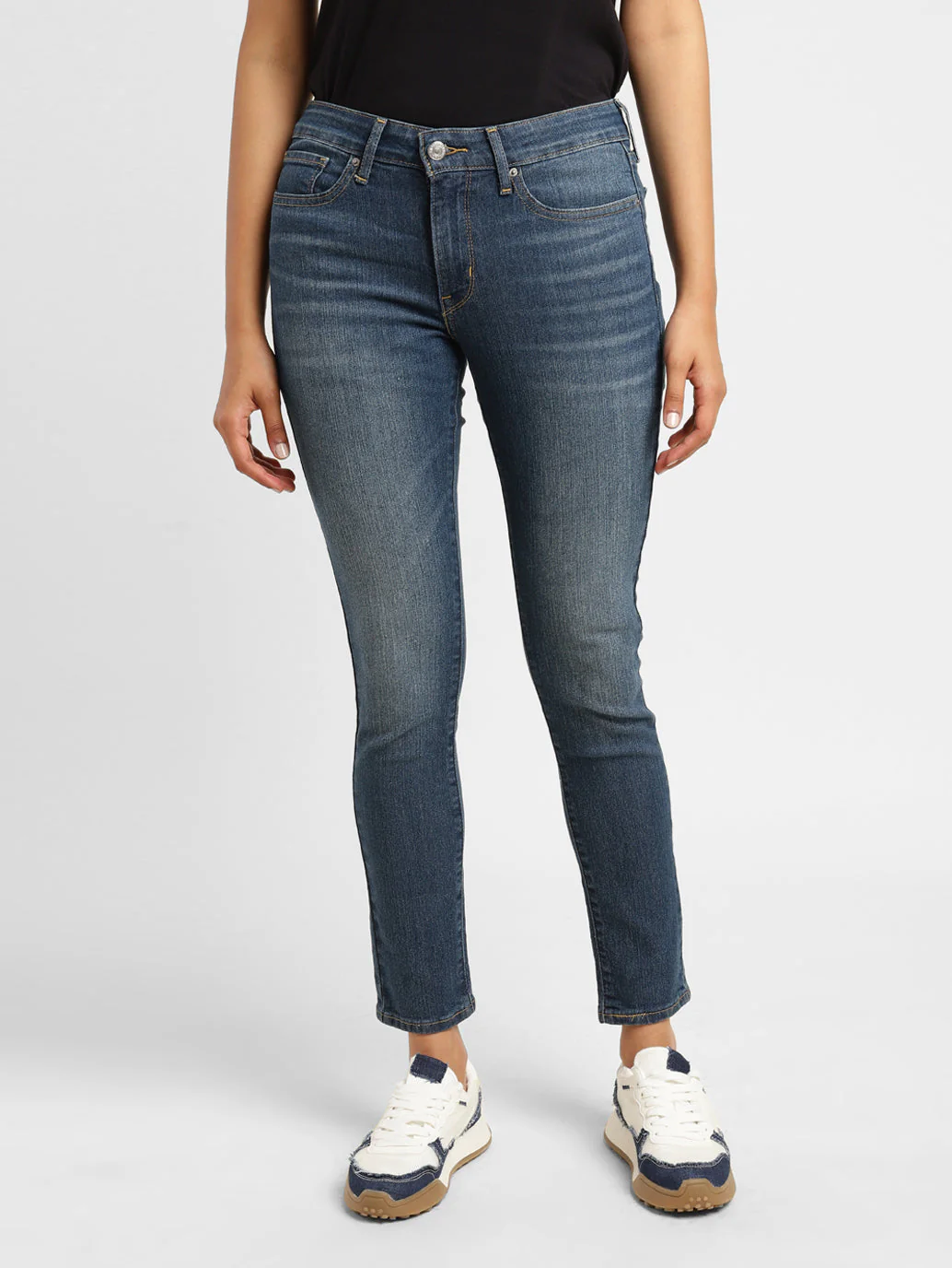 Women's 711 Blue Skinny Fit Mid Rise Jeans - Image 2