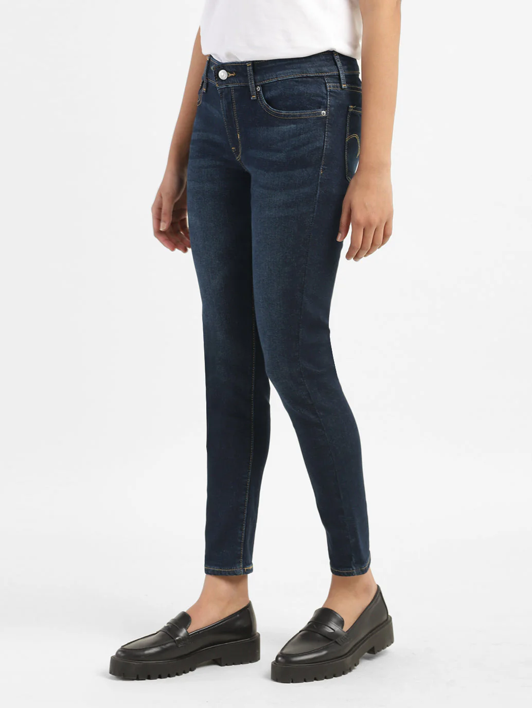 Women's 711 Blue Skinny Fit Mid Rise Jeans - Image 4