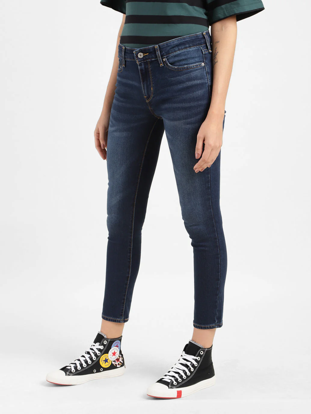 Women's 711 Blue Skinny Fit Mid Rise Jeans - Image 4