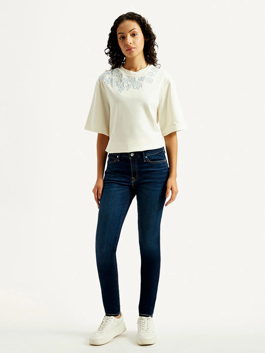 Women's 711 Dark Blue Skinny Fit Mid Rise Jeans - Image 6
