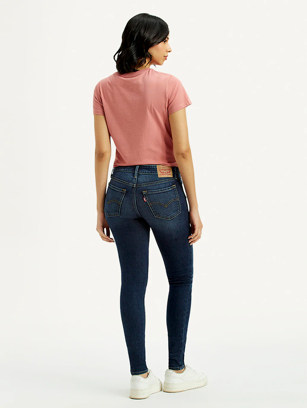 Women's 711 Dark Indigo Skinny Fit Mid Rise Jeans - Image 3