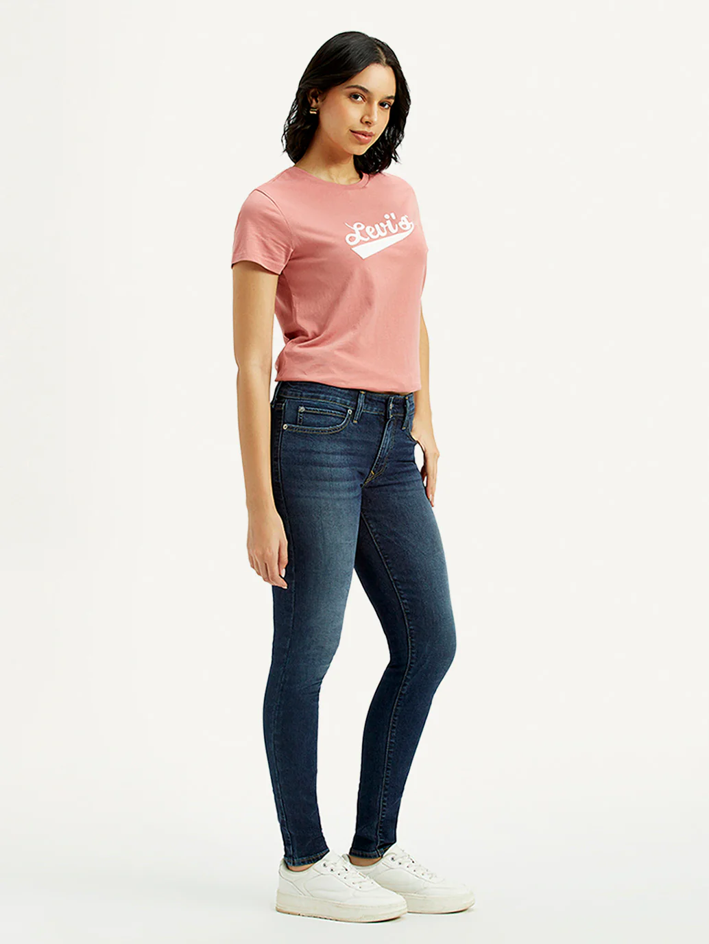 Women's 711 Dark Indigo Skinny Fit Mid Rise Jeans - Image 5