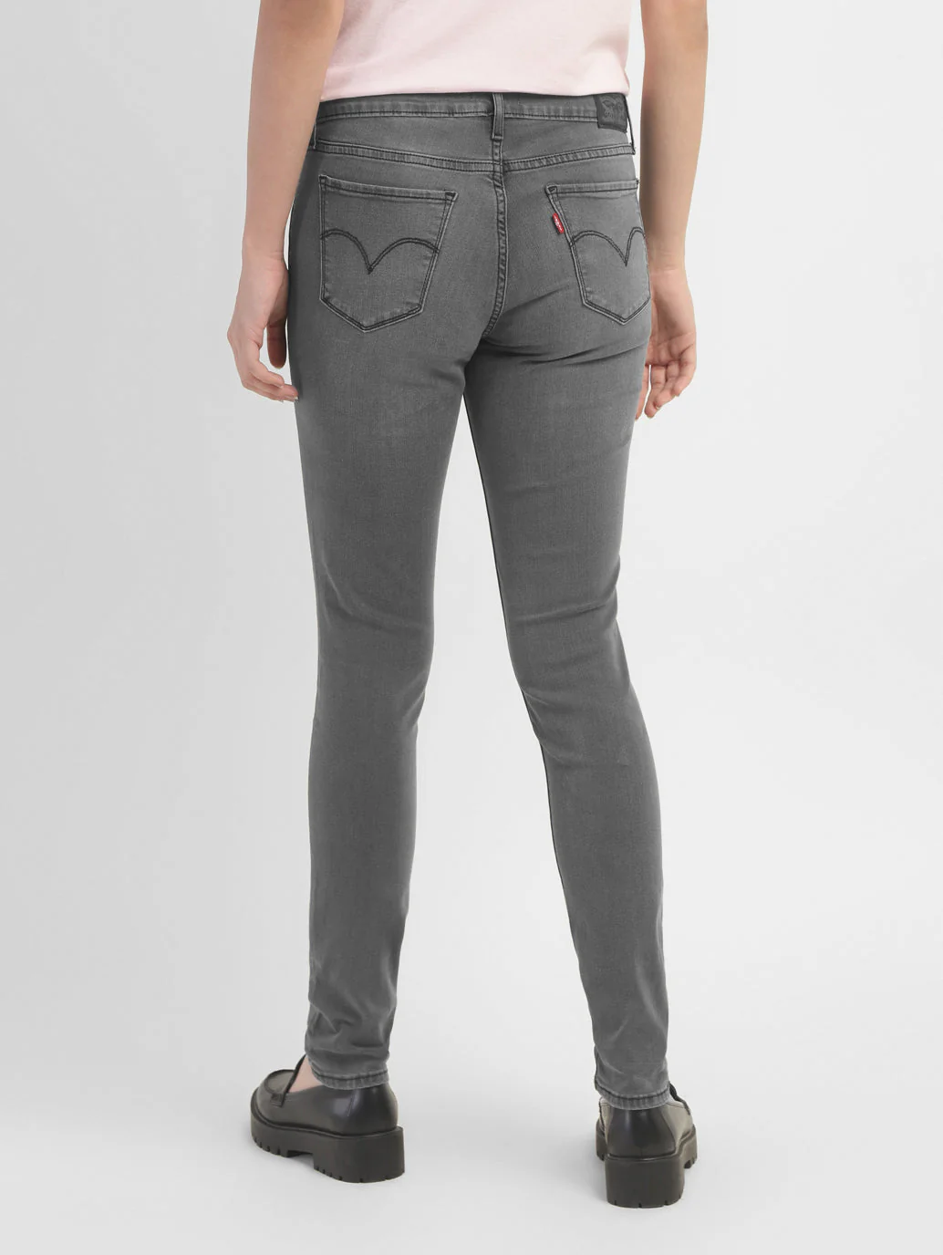 Women's 711 Grey Skinny Fit Mid Rise Jeans - Image 3