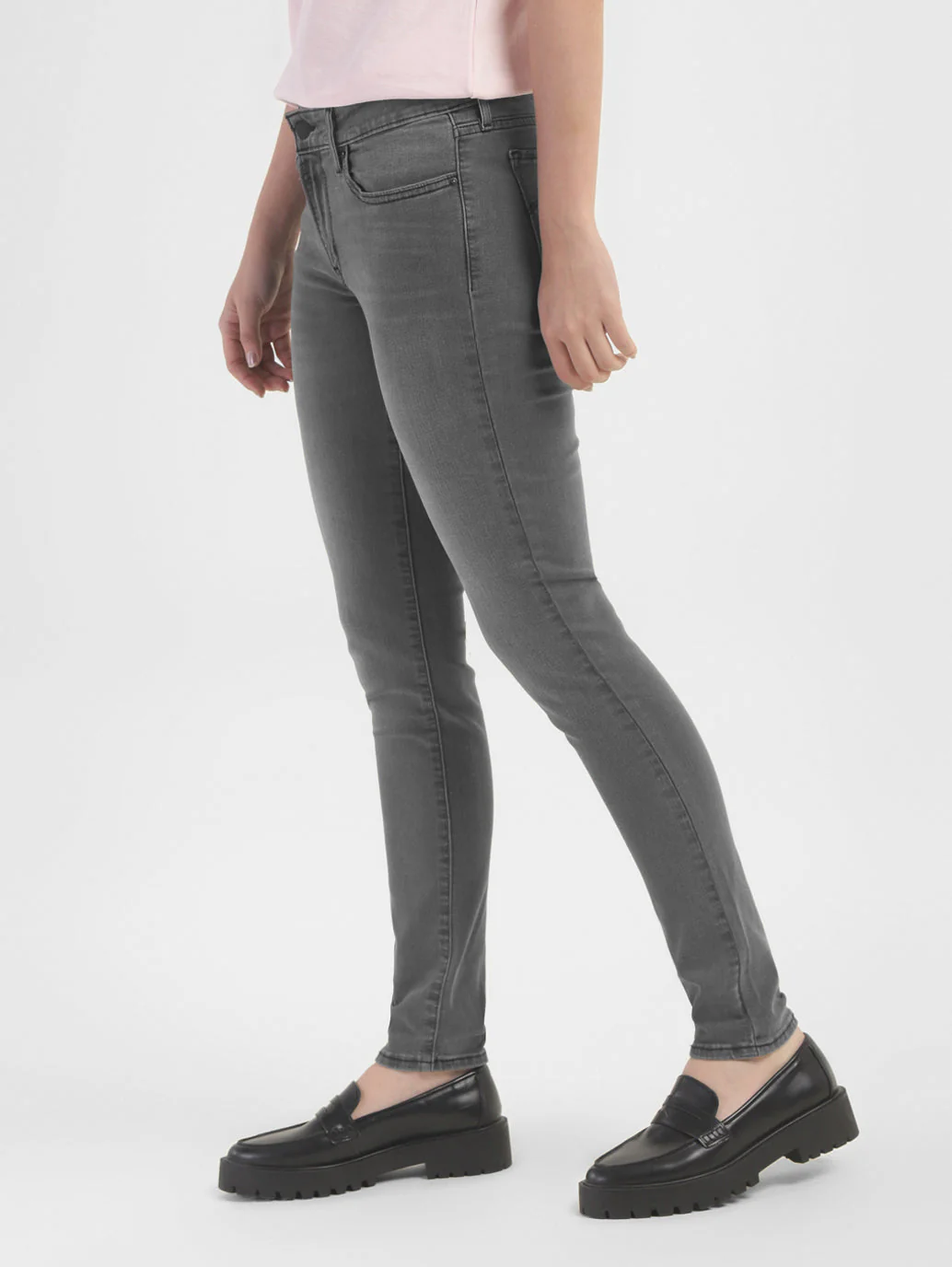 Women's 711 Grey Skinny Fit Mid Rise Jeans - Image 4