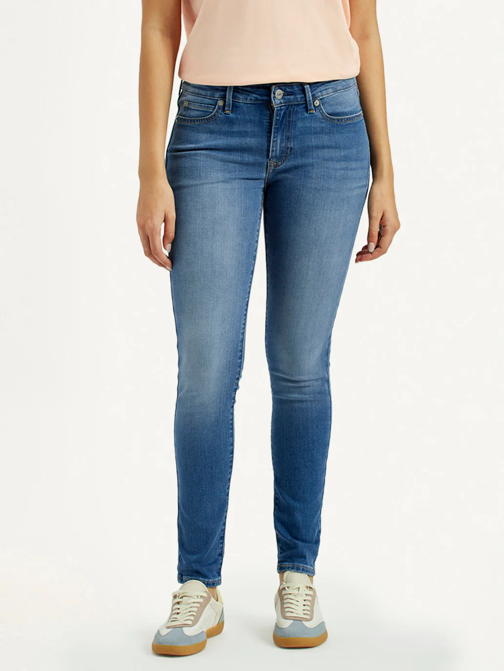 Women's 711 Med Indigo Skinny Fit Mid Rise Jeans - Image 2