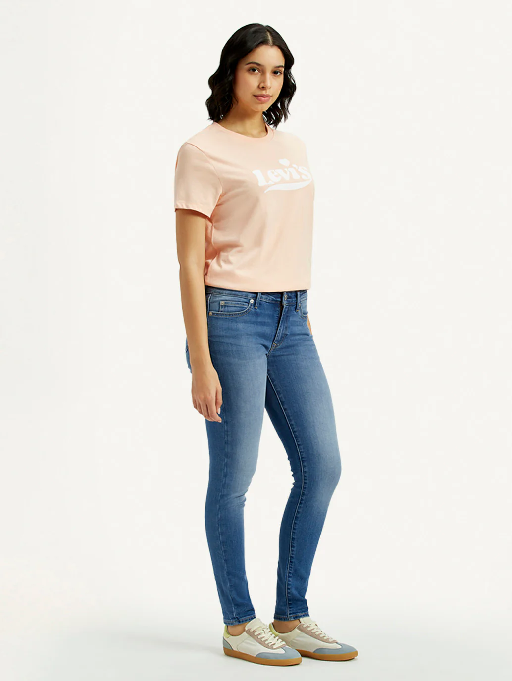 Women's 711 Med Indigo Skinny Fit Mid Rise Jeans - Image 5