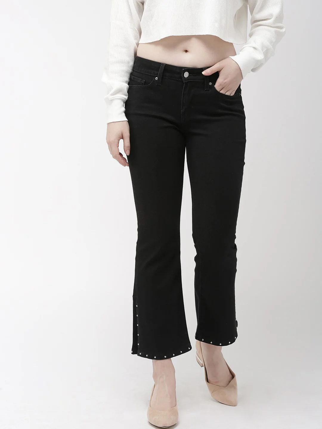 Women's 715 Black Flared Fit Mid Rise Jeans