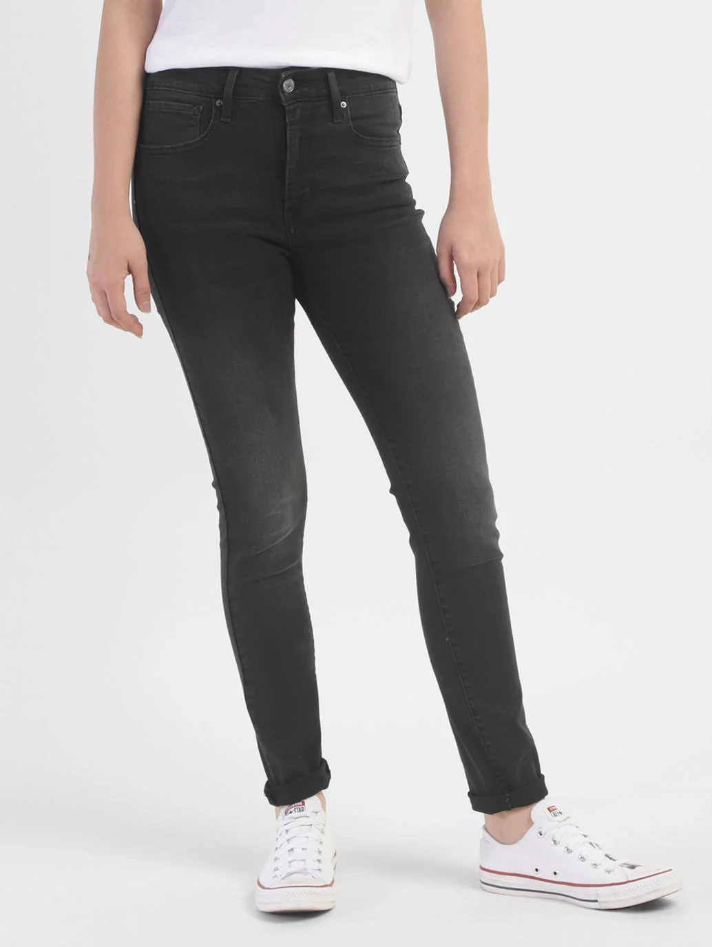 Women's 721 Black Skinny Fit High Rise Jeans - Image 2