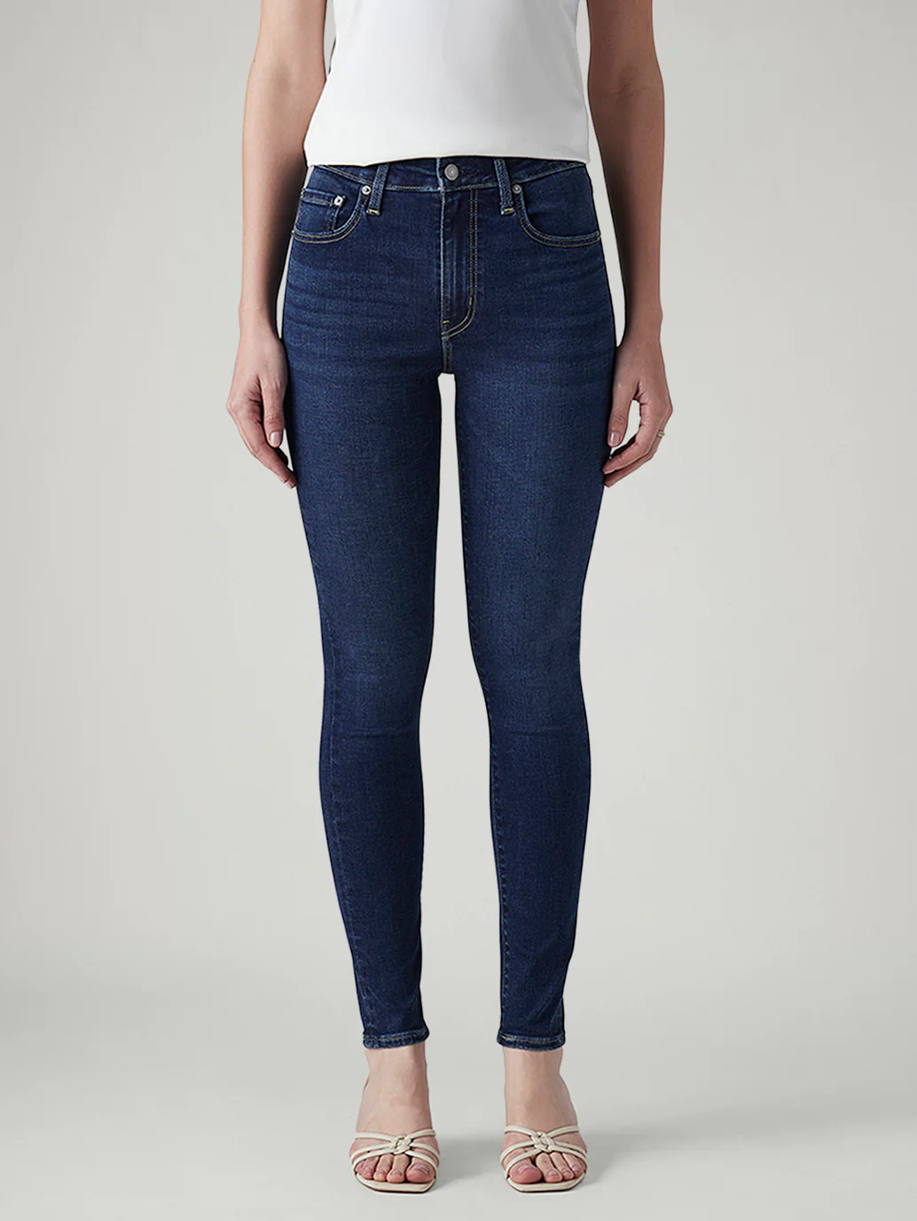 Women's 721 Dark Blue Skinny Fit High Rise Jeans - Image 3