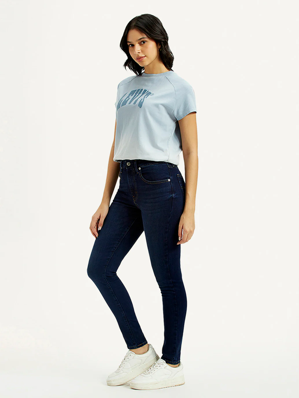 Women's 721 Dark Blue Skinny Fit High Rise Jeans - Image 6