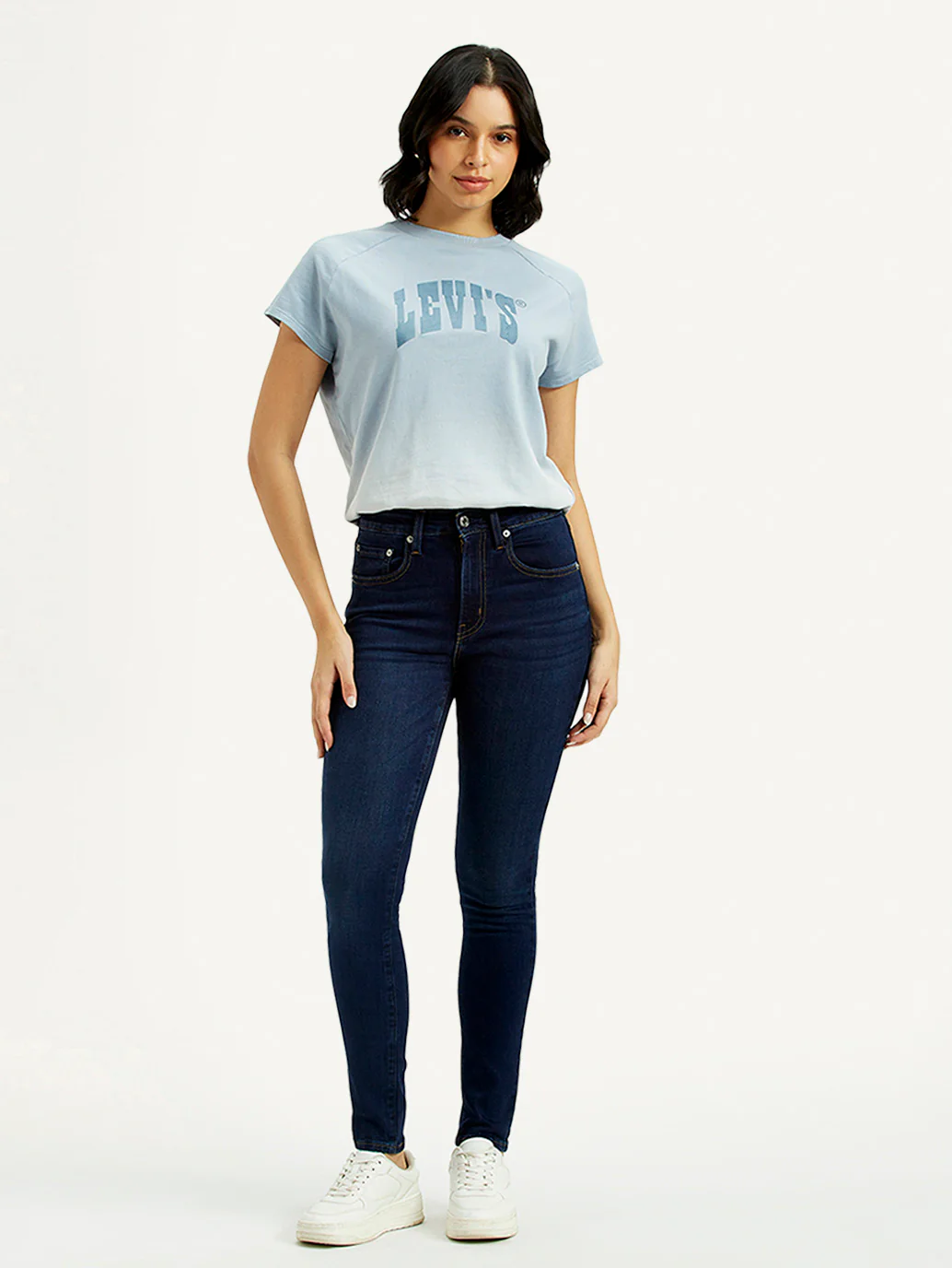 Women's 721 Dark Blue Skinny Fit High Rise Jeans - Image 7