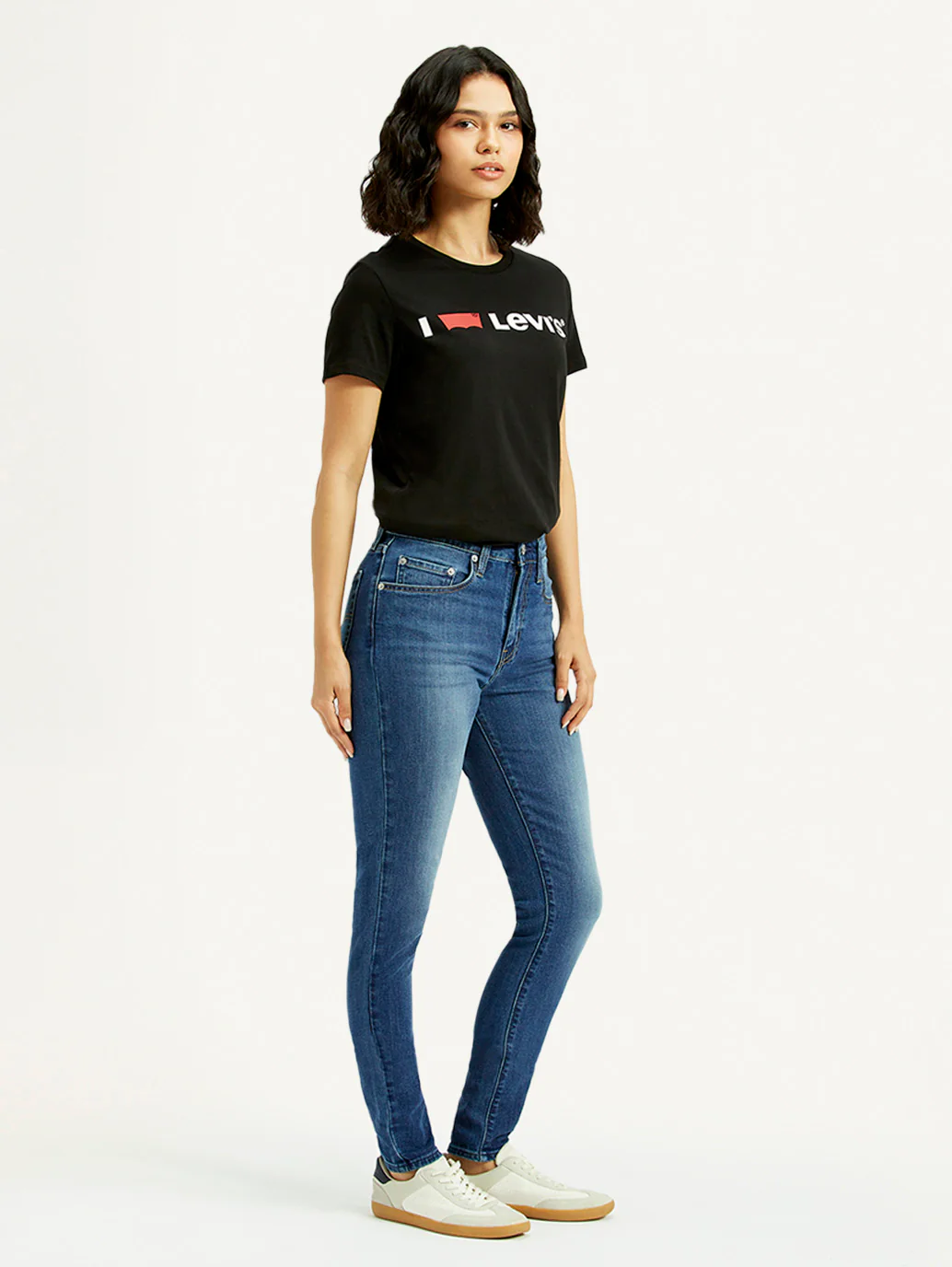 Women's 721 Blue Skinny Fit High Rise Jeans - Image 6