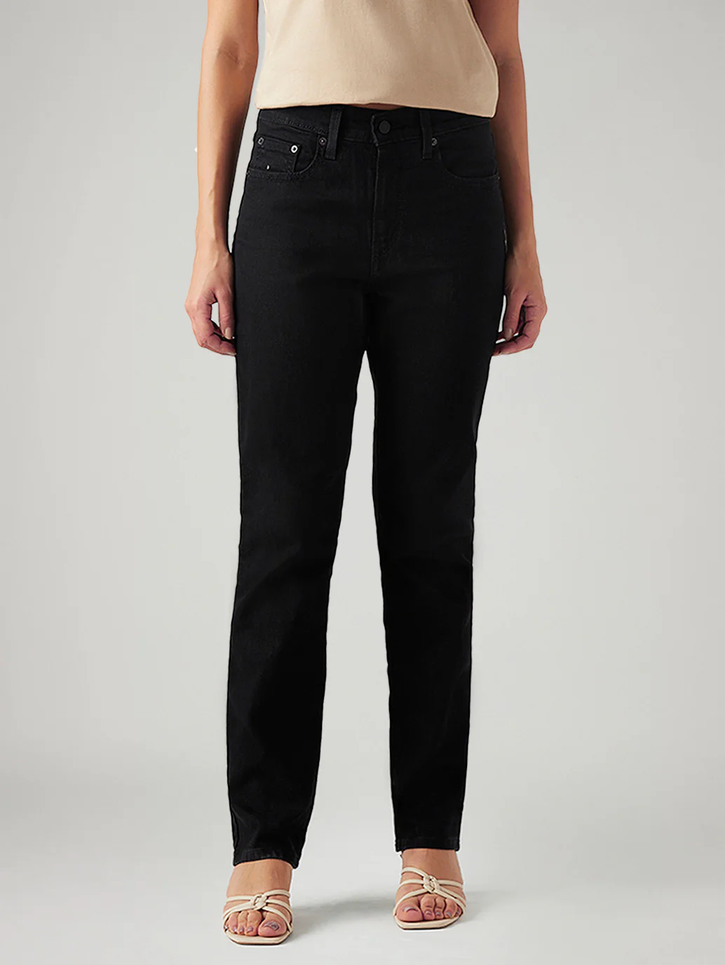 Women's 724 Black Slim Straight Fit High Rise Jeans - Image 3