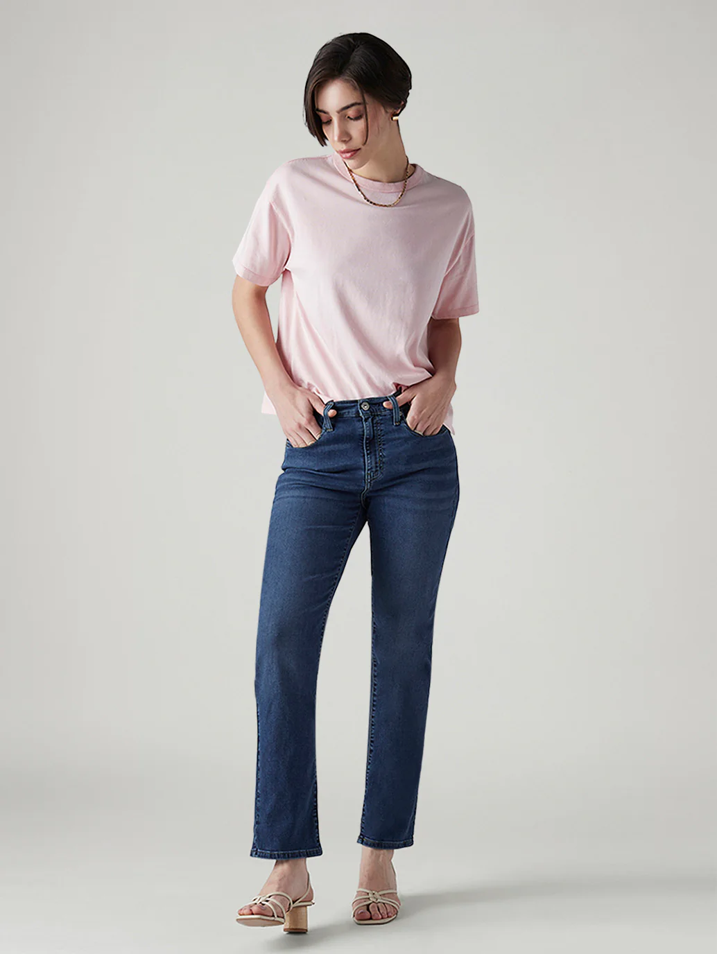 Women's 724 Blue Slim Straight Fit High Rise Jeans