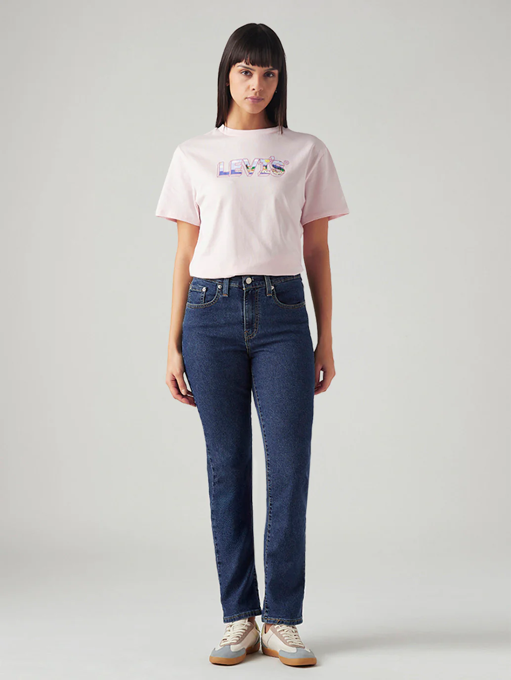 Women's 724 Dark Blue Slim Straight Fit High Rise Jeans - Image 6