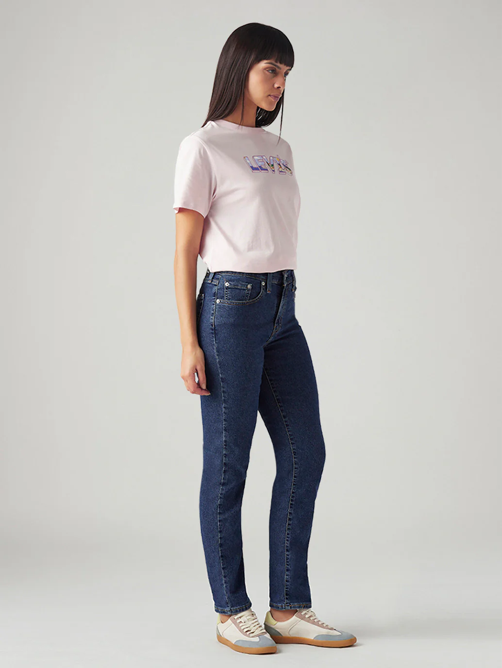 Women's 724 Dark Blue Slim Straight Fit High Rise Jeans - Image 7