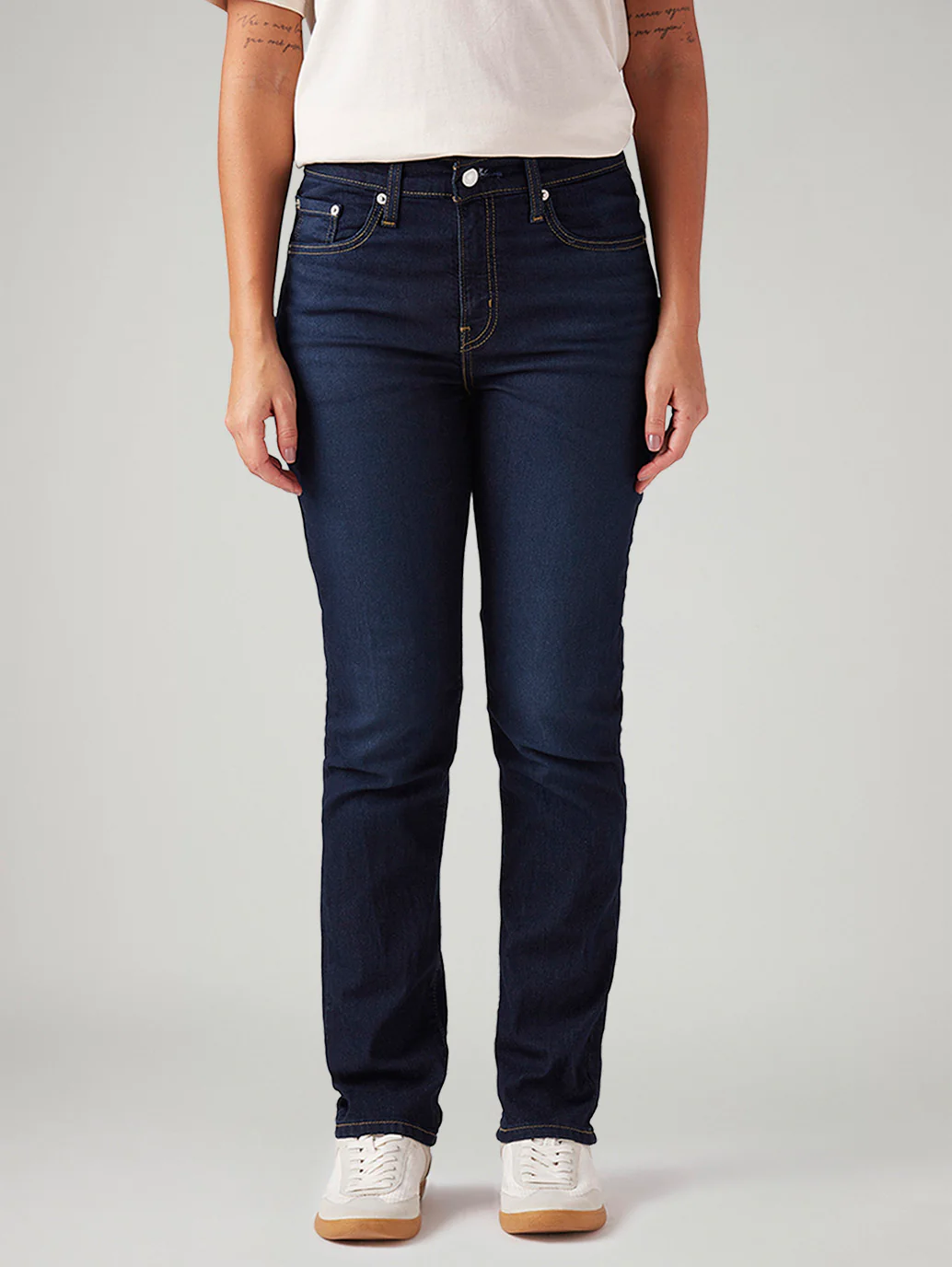 Women's 724 Dark Blue Slim Straight Fit High Rise Jeans - Image 3