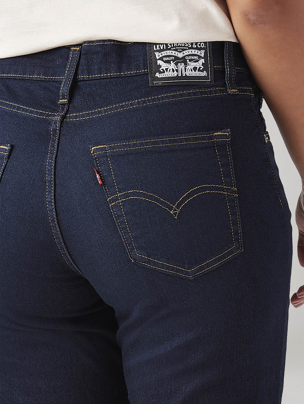 Women's 724 Dark Blue Slim Straight Fit High Rise Jeans - Image 5