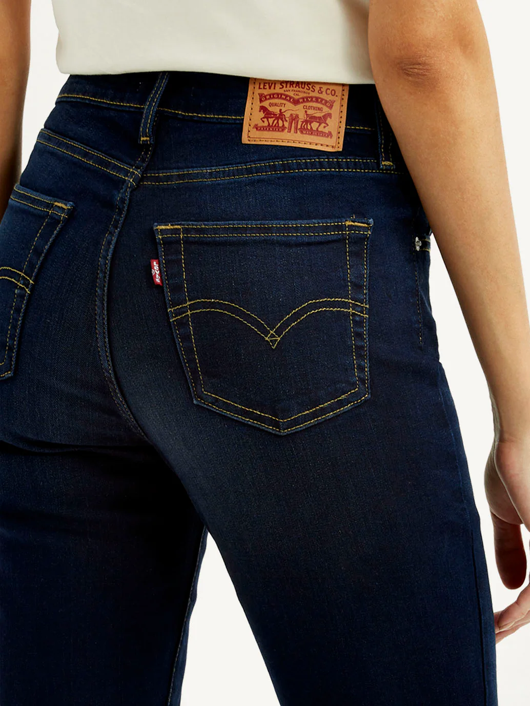 Women's 724 Dark Blue Slim Straight Fit High Rise Jeans - Image 5