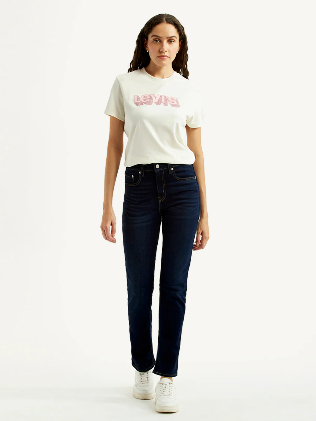 Women's 724 Dark Blue Slim Straight Fit High Rise Jeans - Image 7