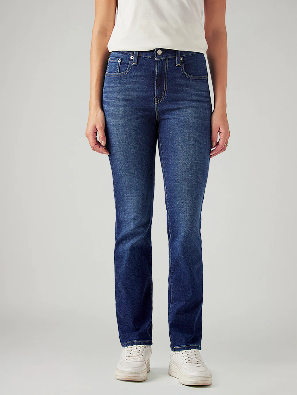 Women's 724 Dark Blue Slim Straight Fit High Rise Jeans - Image 2