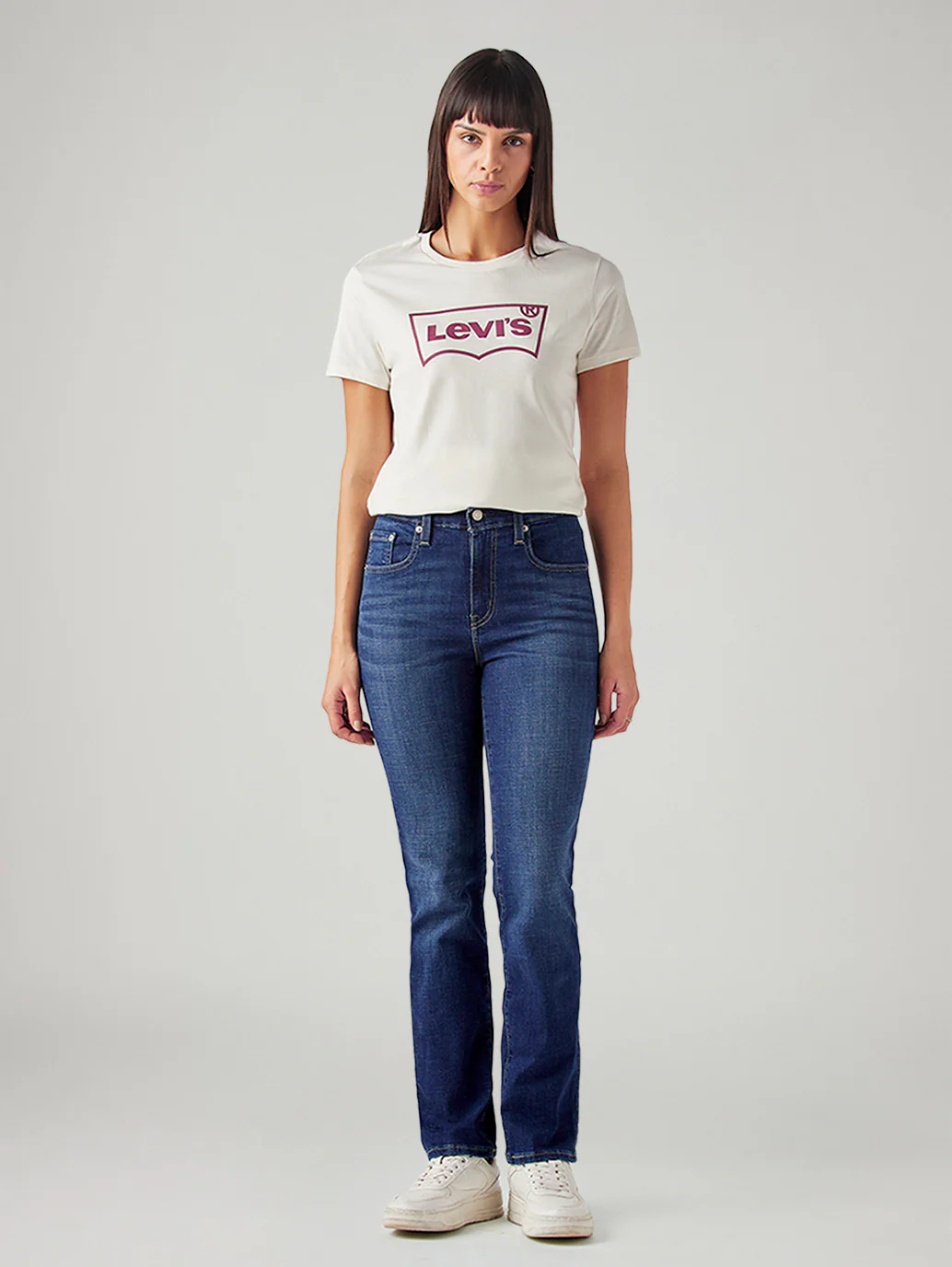 Women's 724 Dark Blue Slim Straight Fit High Rise Jeans - Image 6