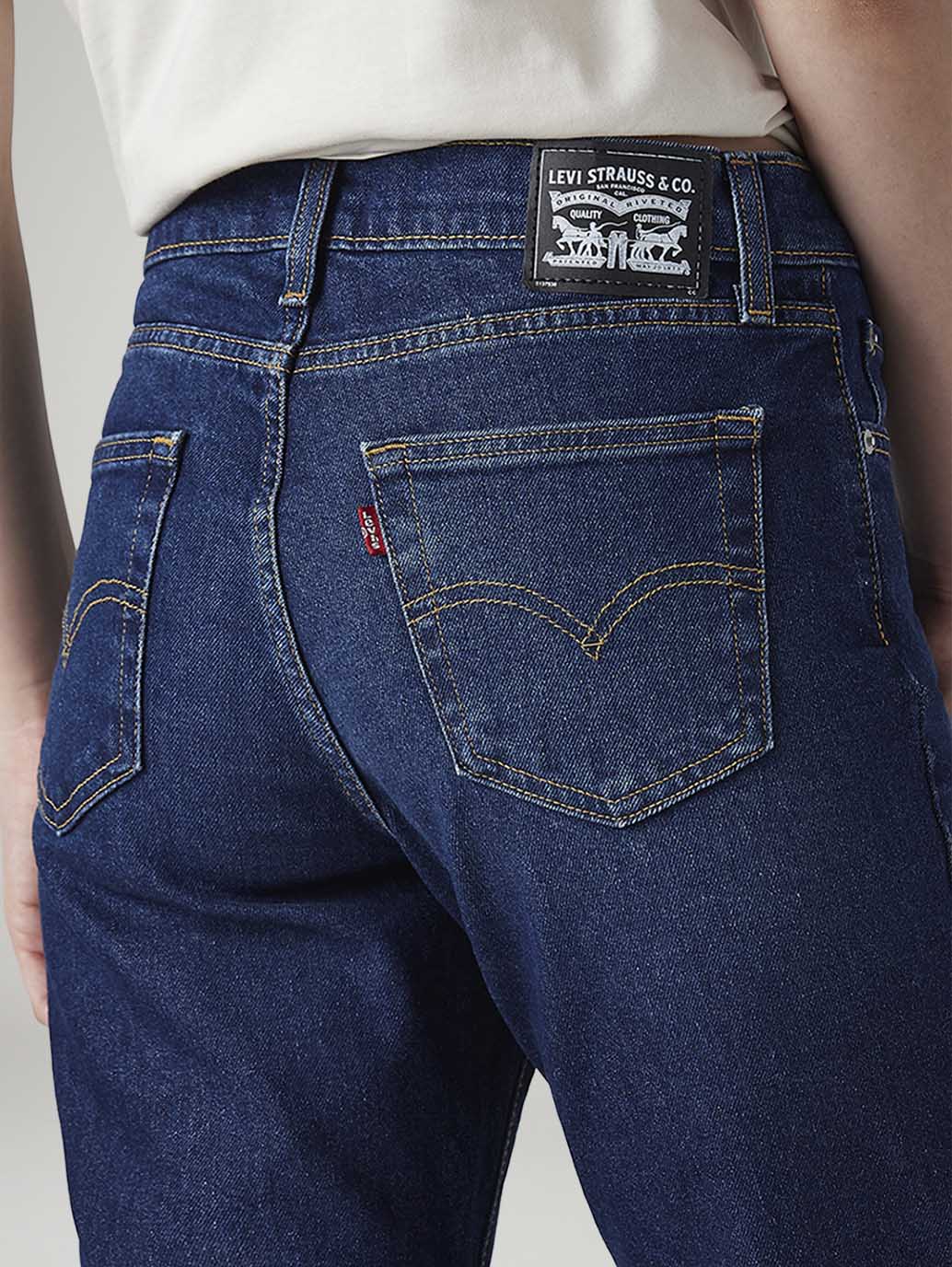 Women's 724 Dark Blue Slim Straight Fit High Rise Tinted Jeans - Image 5