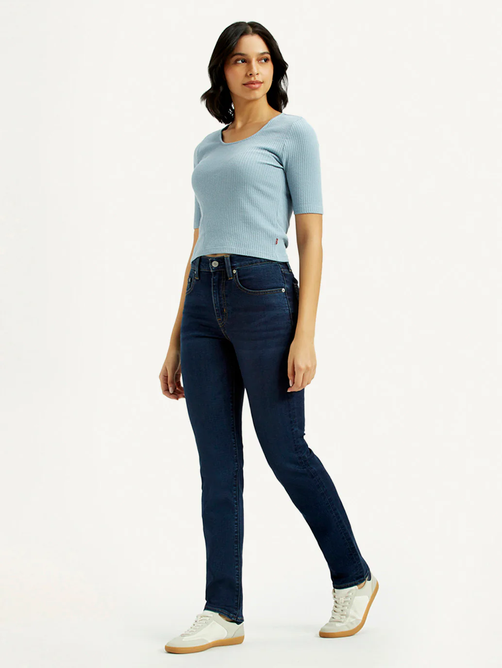 Women's 724 Dark-Blue Slim Straight Fit High Rise Jeans