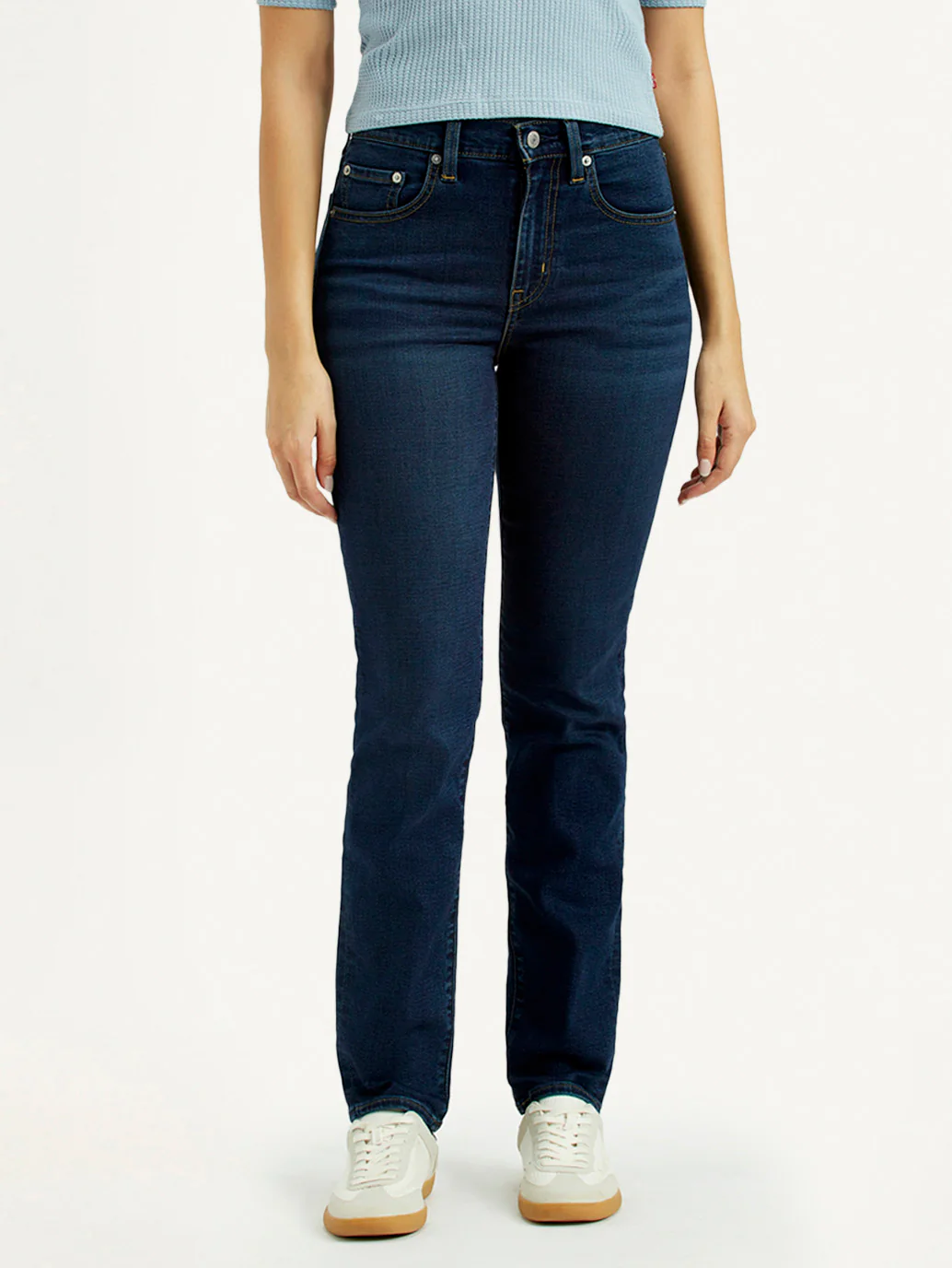 Women's 724 Dark-Blue Slim Straight Fit High Rise Jeans - Image 3