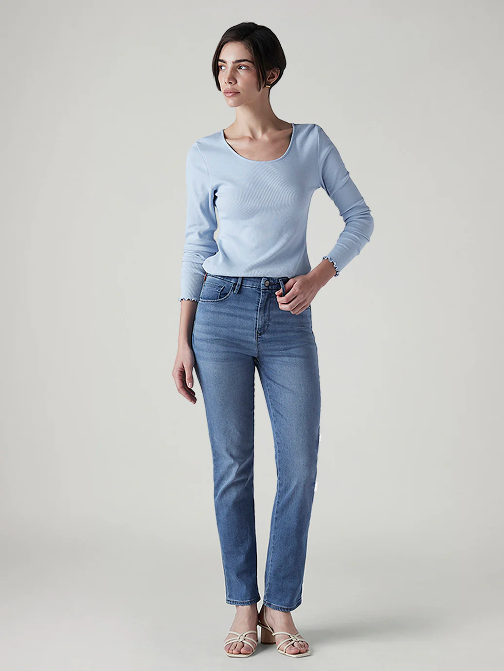 Women's 724 Blue Slim Straight Fit High Rise Redloop Jeans - Image 2