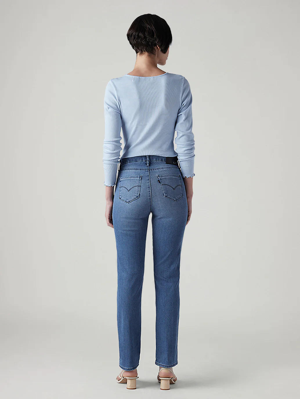 Women's 724 Blue Slim Straight Fit High Rise Redloop Jeans - Image 4