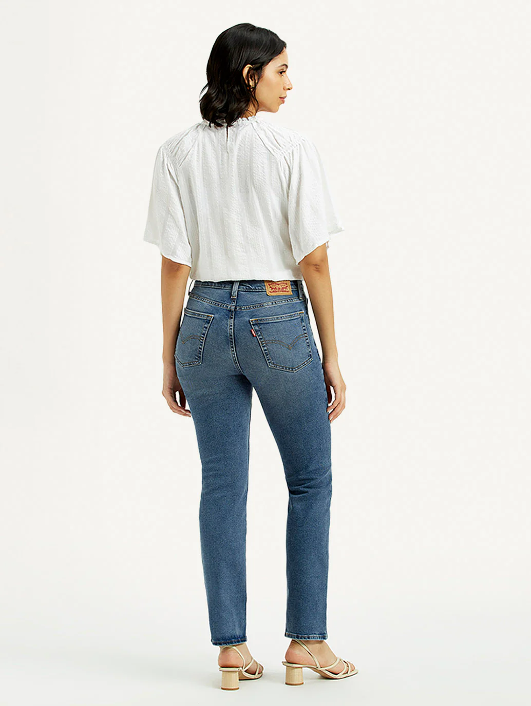 Women's 724 Med Indigo Slim Straight Fit High Rise Jeans - Image 3