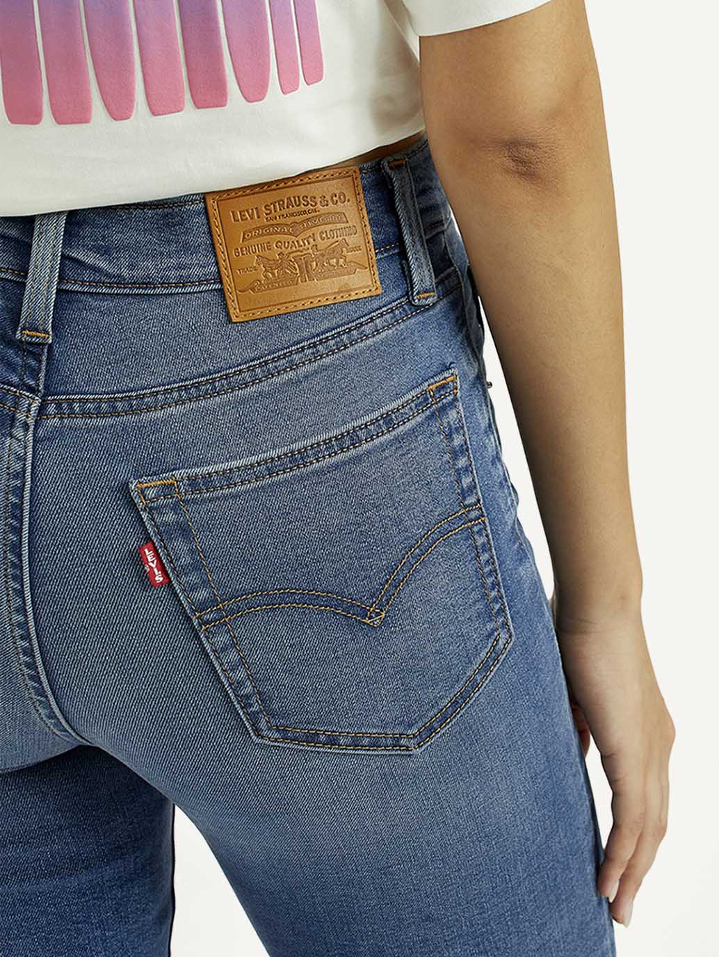 Women's 724 Med Indigo Slim Straight Fit High Rise Jeans - Image 6