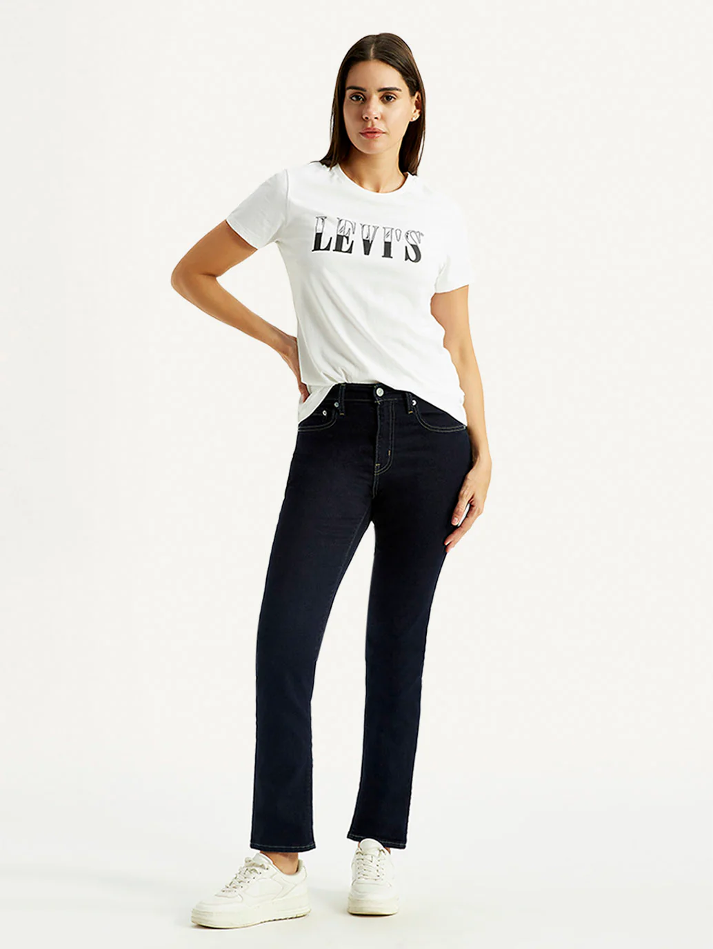 Women's 724 Navy Slim Straight Fit High Rise Jeans