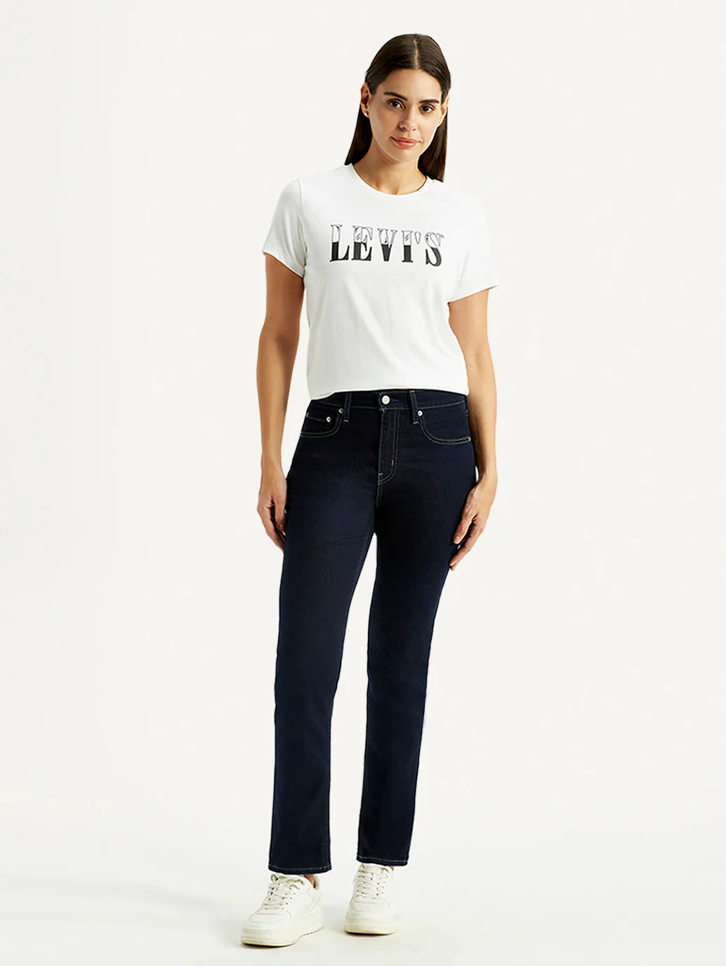 Women's 724 Navy Slim Straight Fit High Rise Jeans - Image 6