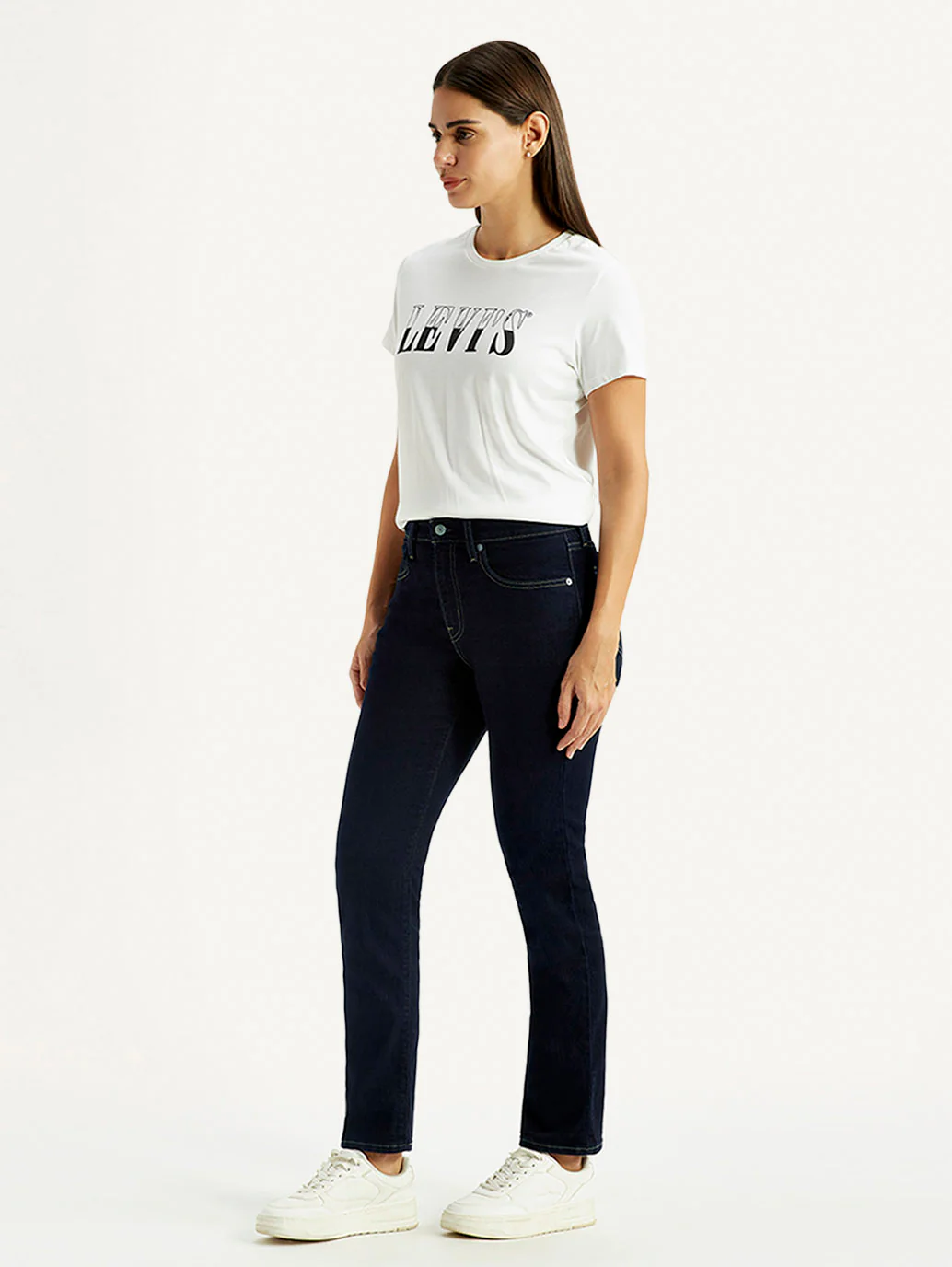 Women's 724 Navy Slim Straight Fit High Rise Jeans - Image 7