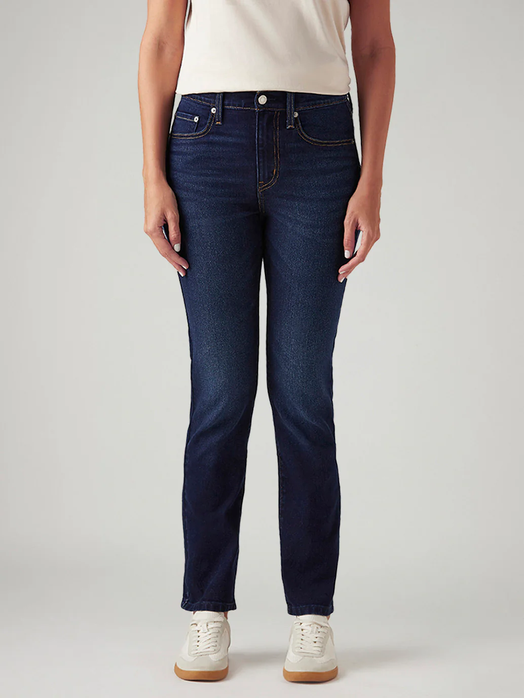 Women's 724 Navy Slim Straight Fit High Rise Jeans - Image 2