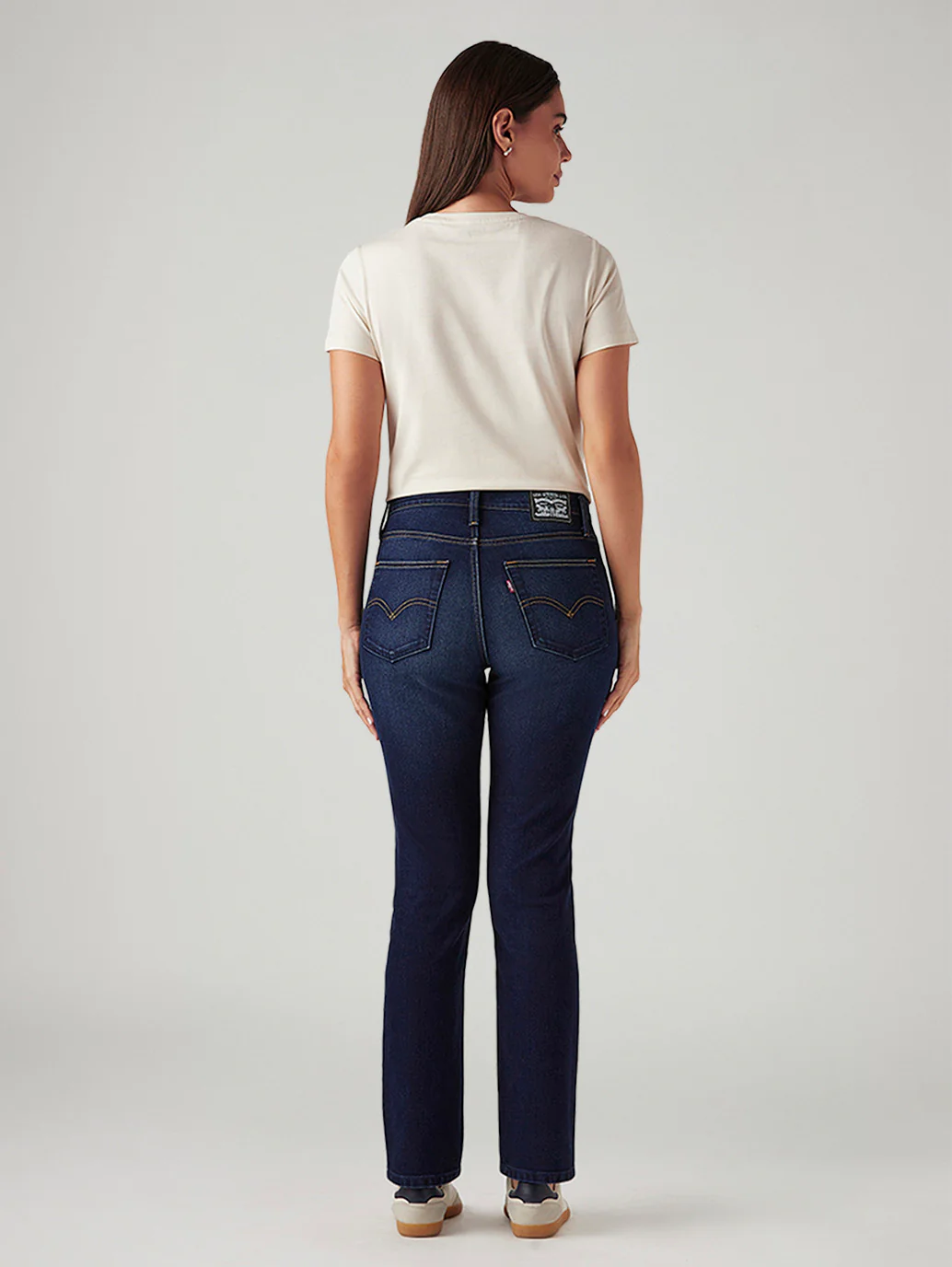 Women's 724 Navy Slim Straight Fit High Rise Jeans - Image 3