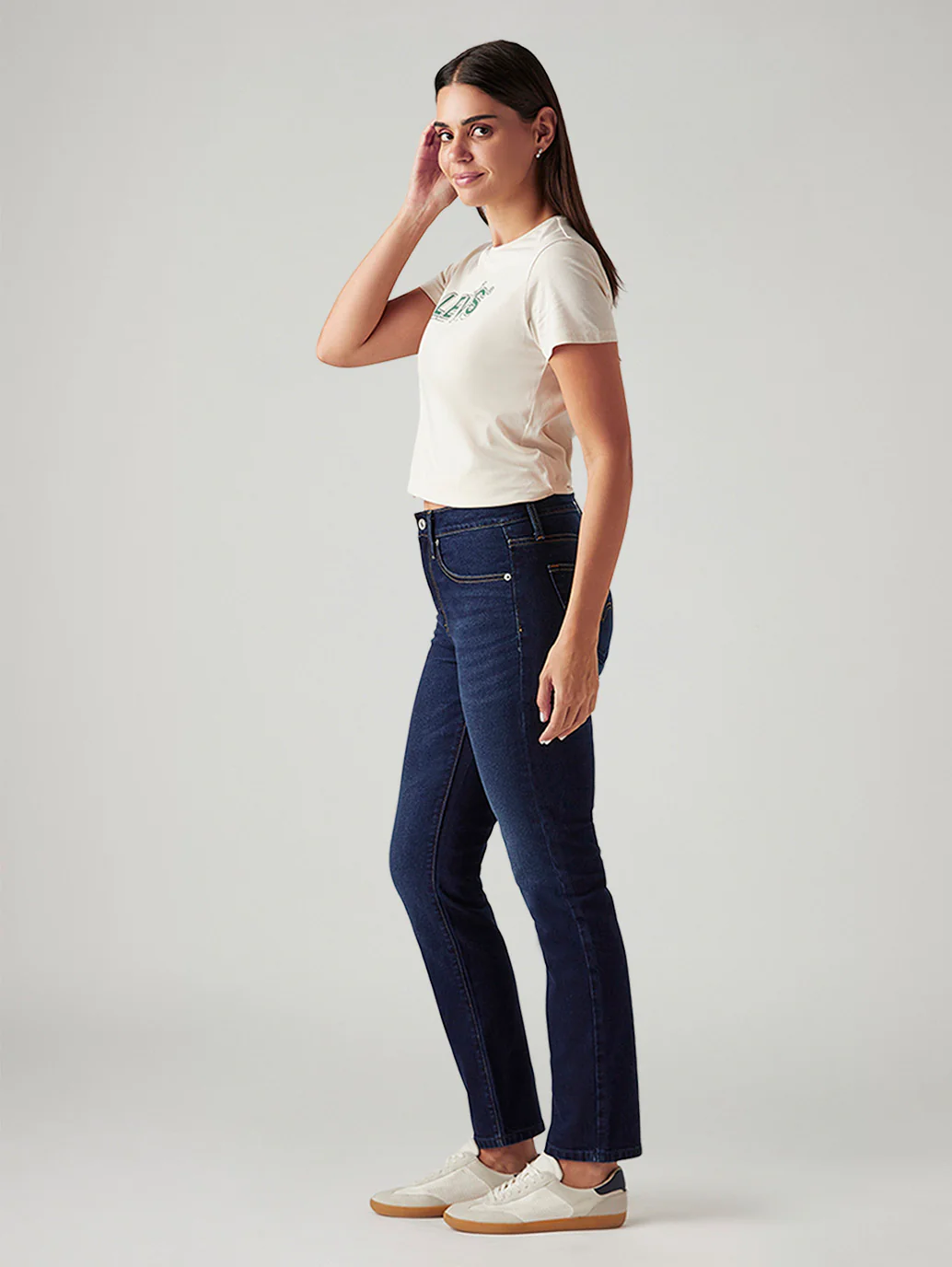 Women's 724 Navy Slim Straight Fit High Rise Jeans - Image 6