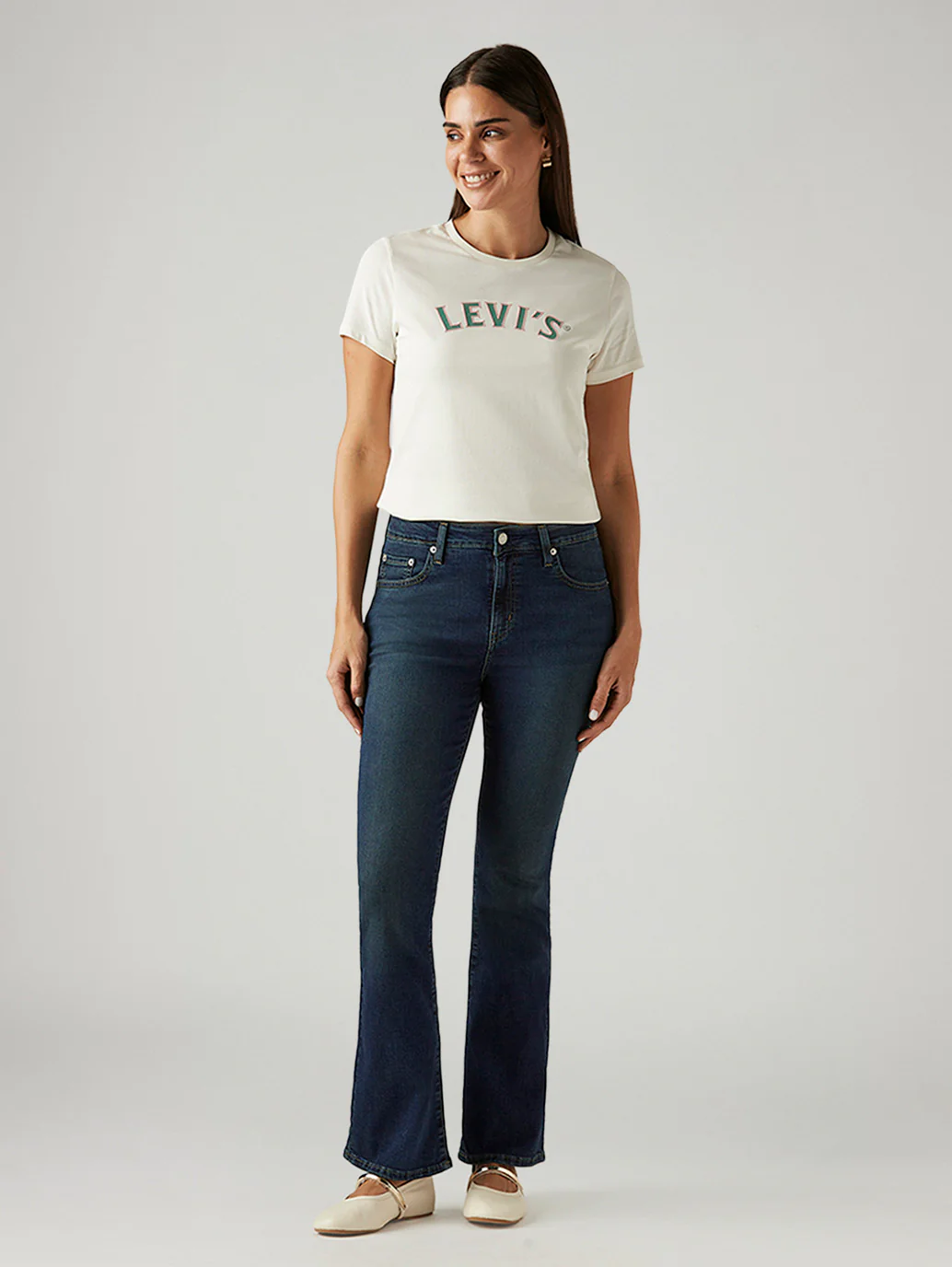 Women's 725 Dark Blue Bootcut Fit High Rise Jeans - Image 2