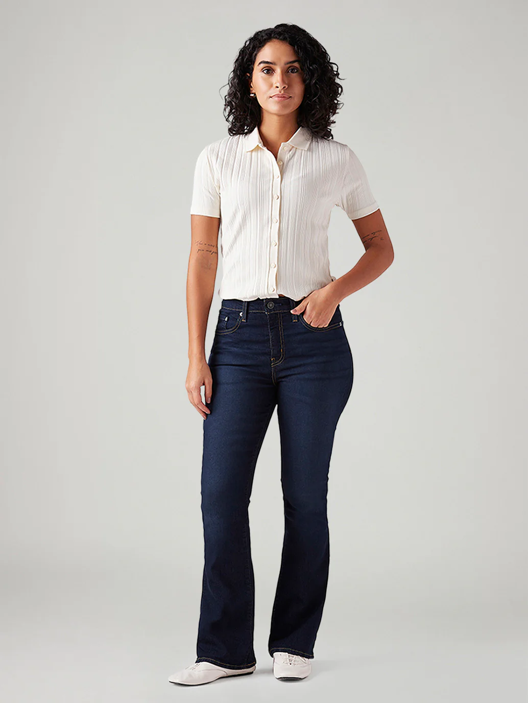 Women's 725 Dark Blue Bootcut Fit High Rise Jeans - Image 2