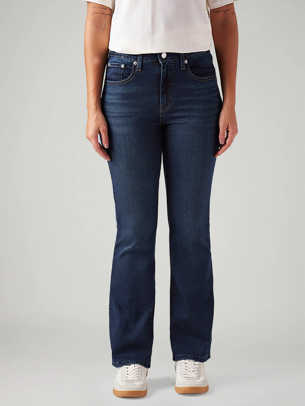Women's 725 Dark Blue Bootcut Fit High Rise Jeans - Image 3