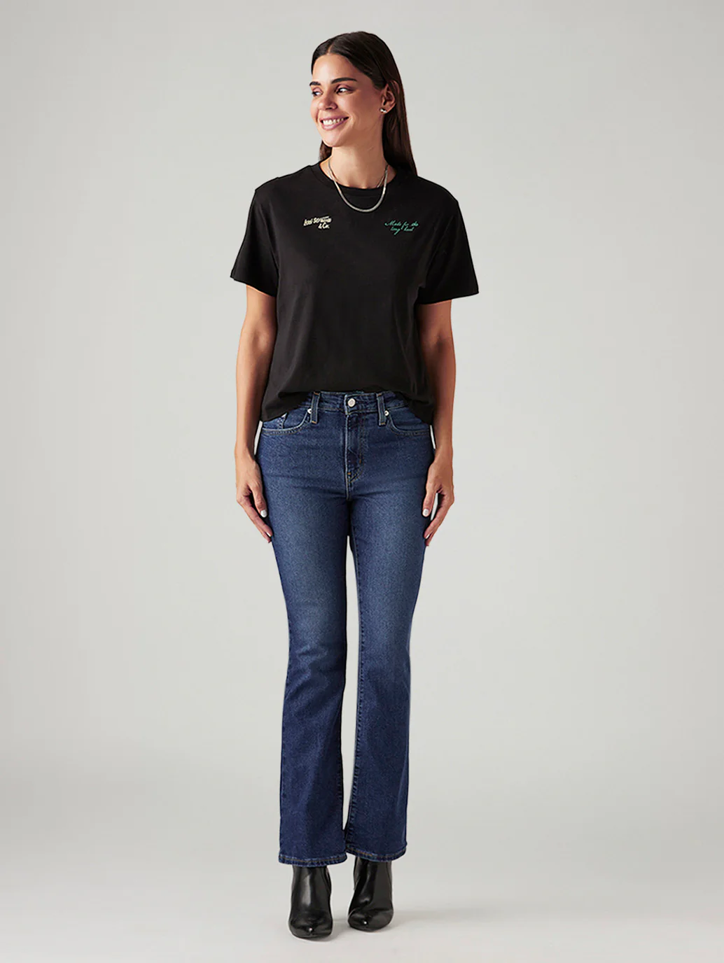 Women's 725 Dark Blue Bootcut Fit High Rise Tinted Jeans - Image 7