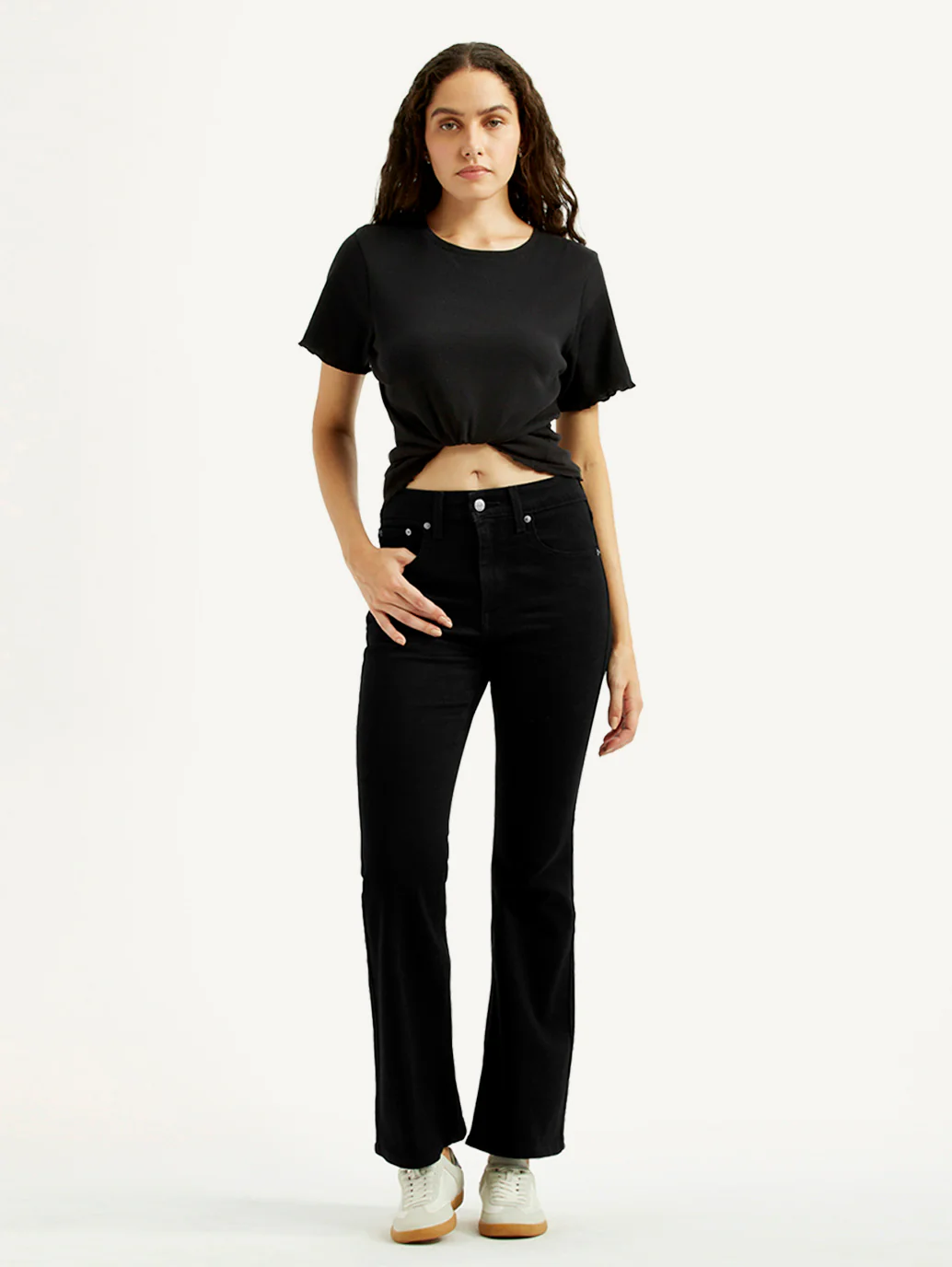 Women's 726 Black Slim Flared Fit High Rise Jeans