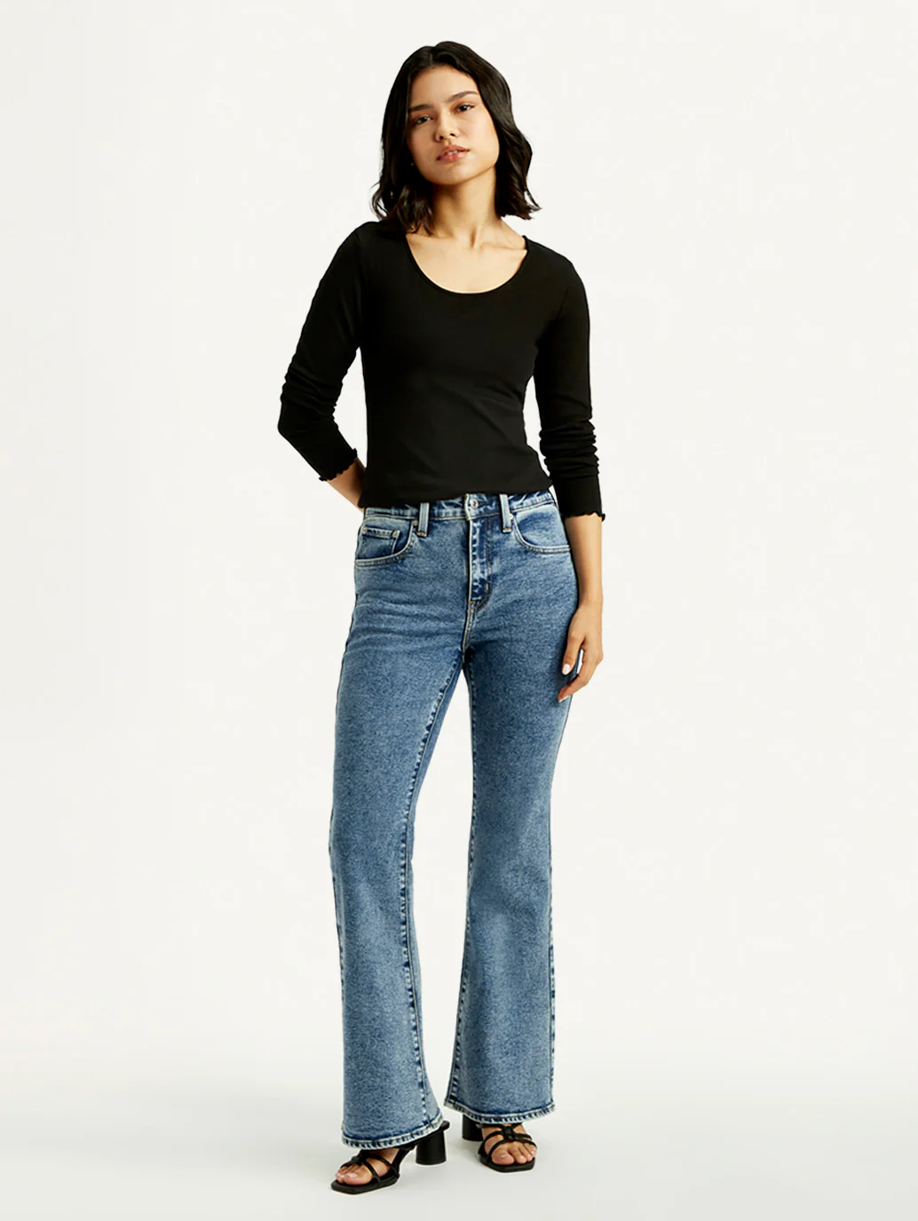 Women's 726 Blue Slim Flared Fit High Rise Jeans - Image 2