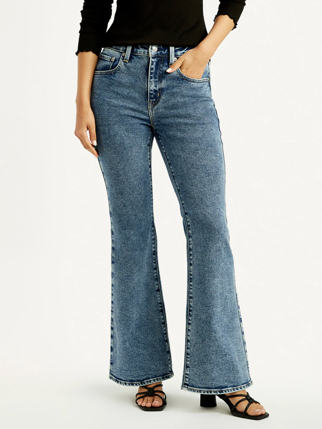 Women's 726 Blue Slim Flared Fit High Rise Jeans - Image 3